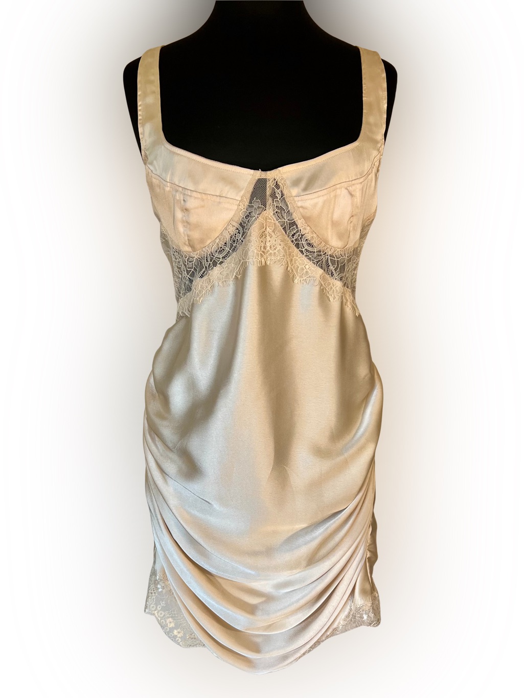 Asos Champagne Satin Lace-Trim Slip